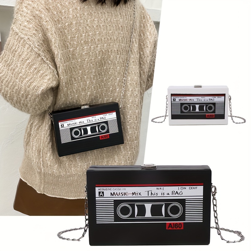 

Trendy Cassette-shaped Crossbody Bag, Vintage Chain Shoulder Bag, Fashionable Creative Phone Purse