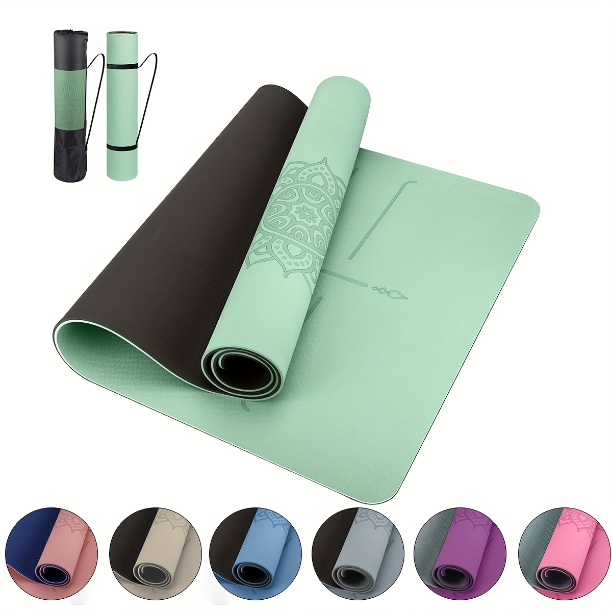 Non-Slip Yoga Mat with Body Alignment Markers, High-Quality Exercise Mat, Ideal for Home Workouts, Gyms, Pilates, And Travel