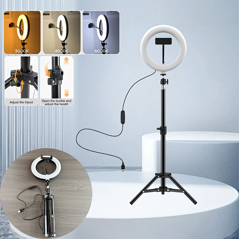Dimmable With Extendable Tripod Stand & Phone Holder, Adjustable Height Suitable For , Vlogging, Youtube Video, Compatible For Smartphones/tablets, For Photography, Makeup, Live Streaming Light