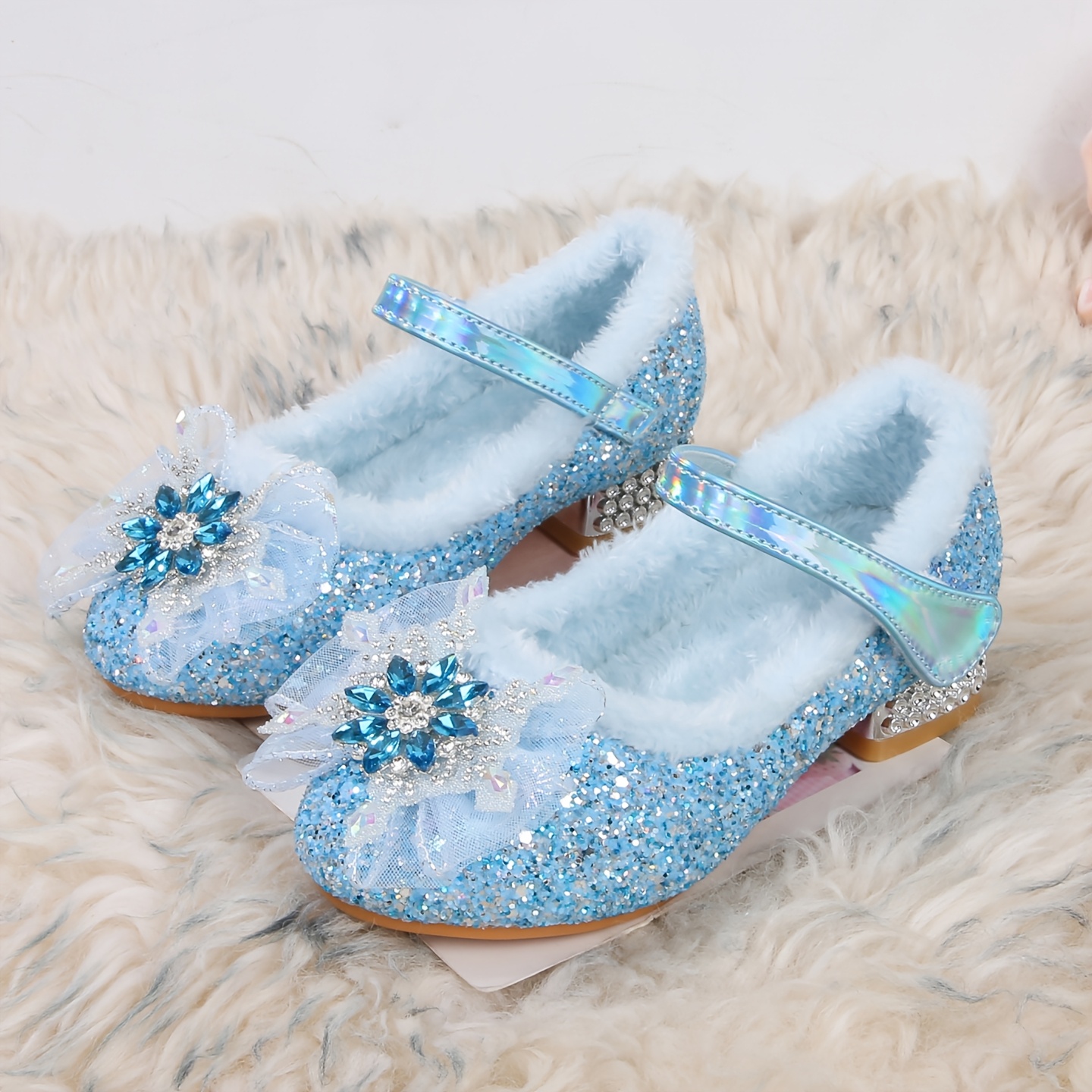 TEMU Autumn Winter Girls' High Heels Little Princess Shoes Velvet Shoes With Gift Dress-up Shoes