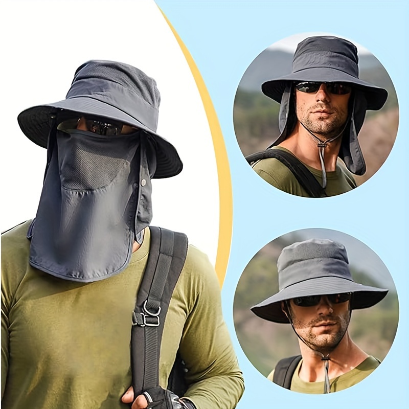 1pc Sun Protection Bucket Hat With Large Shawl, Men's Outdoor Sports Quick  Dry Cap Foldable Baseball Cap Wide Brim For Summer Hiking And Cycling