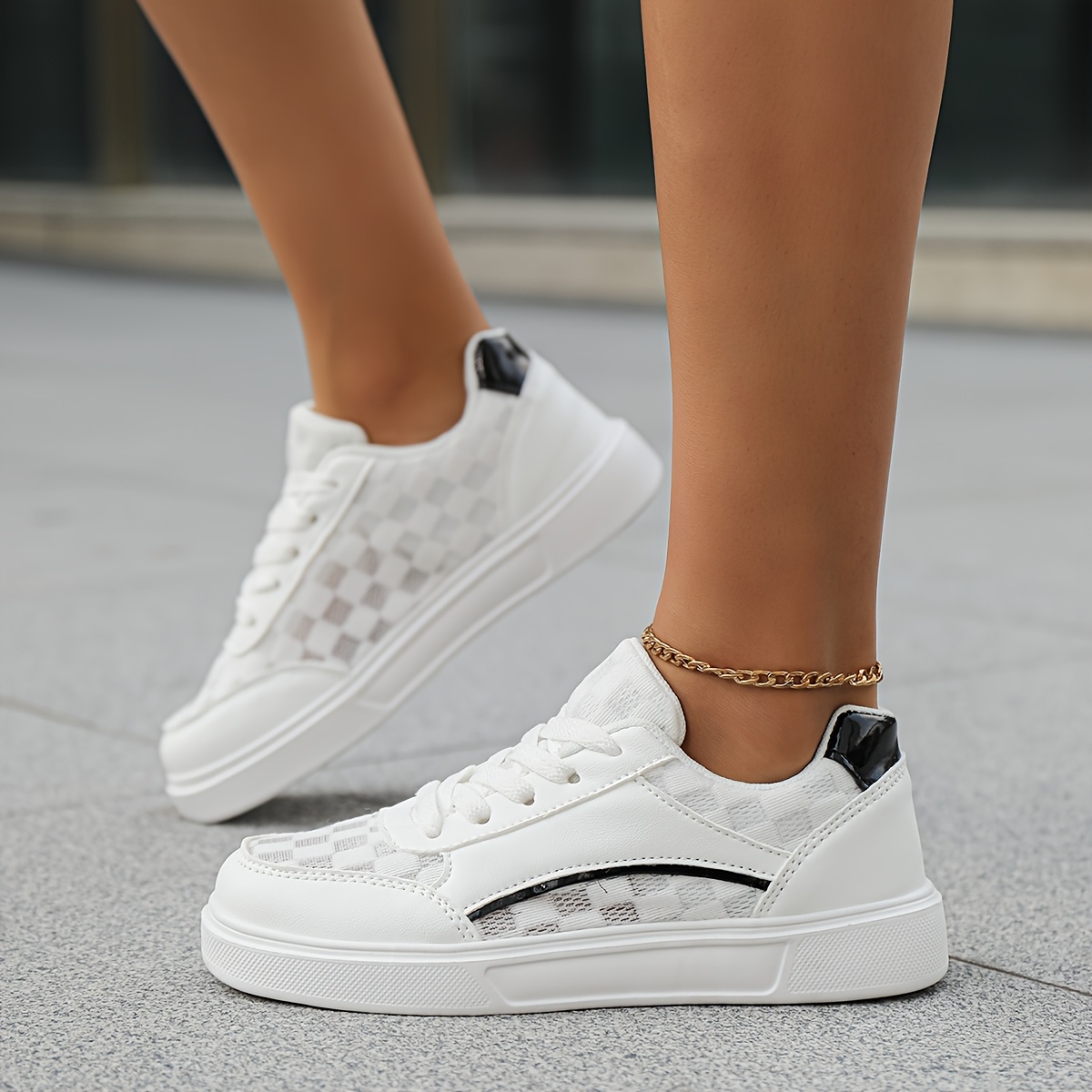 TEMU Women's Casual Athletic Shoes, Versatile Durable Fashion Sports Skate Shoes, Women's Casual Shoes, Women Shoes, Mesh Design, Breathable
