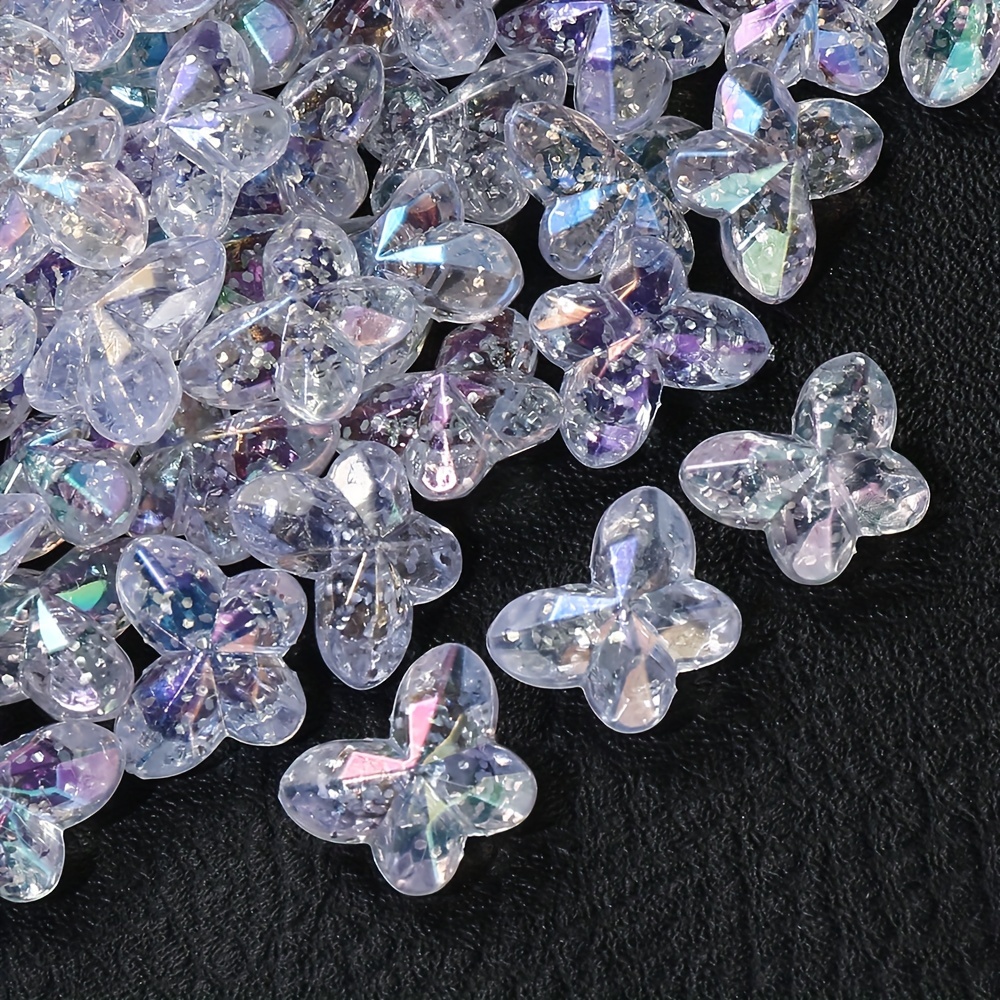 30pcs Clear Butterfly Beads for Jewelry Making & Crafts