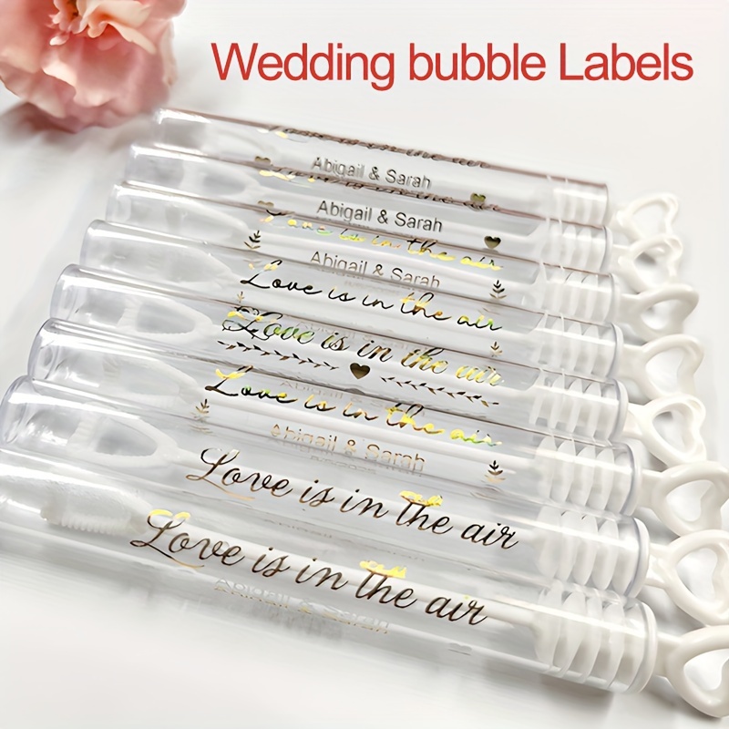 

Set, Personalized Transparent Gold Foil Bubble Tube Stickers For Wedding-bespoke Labels Perfect For Wedding Favors, Creating A Festive And Elegant Atmosphere 0.78*1.97in