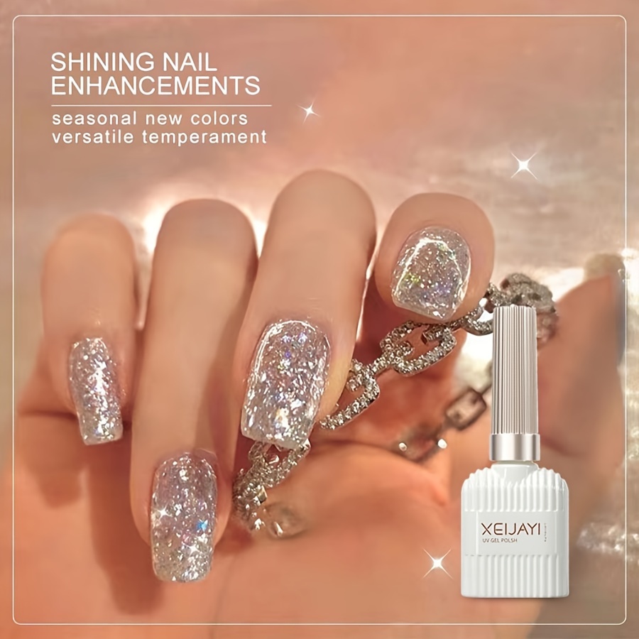 Image of 1pc 15ml Flash Reflective Trampoline Chip Nail Polish New Led Nail Gel Salon
