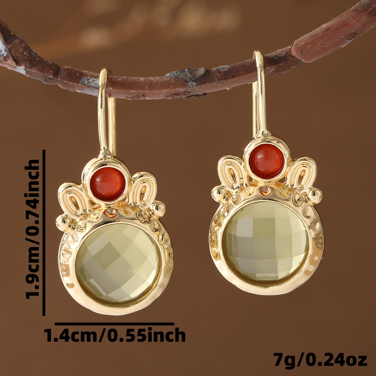 Women's Vintage Heavy-duty Hammered Two-tone Drop Earrings