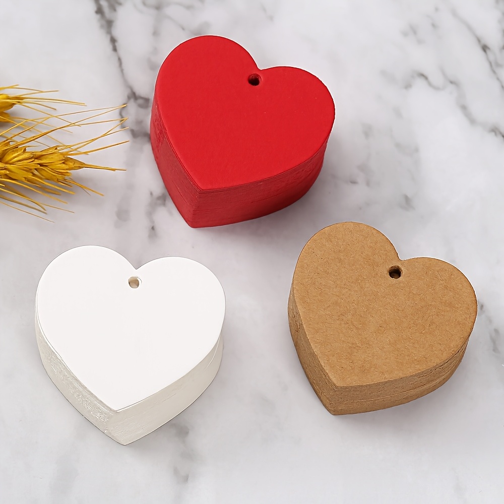 

[100pcs Heart Shaped Gift Tags] 100pcs Heart Shaped Blank Tags, , White & Gift Wrap Labels, With 20m String For Diy Crafts, Valentine's Day & Packaging Decoration