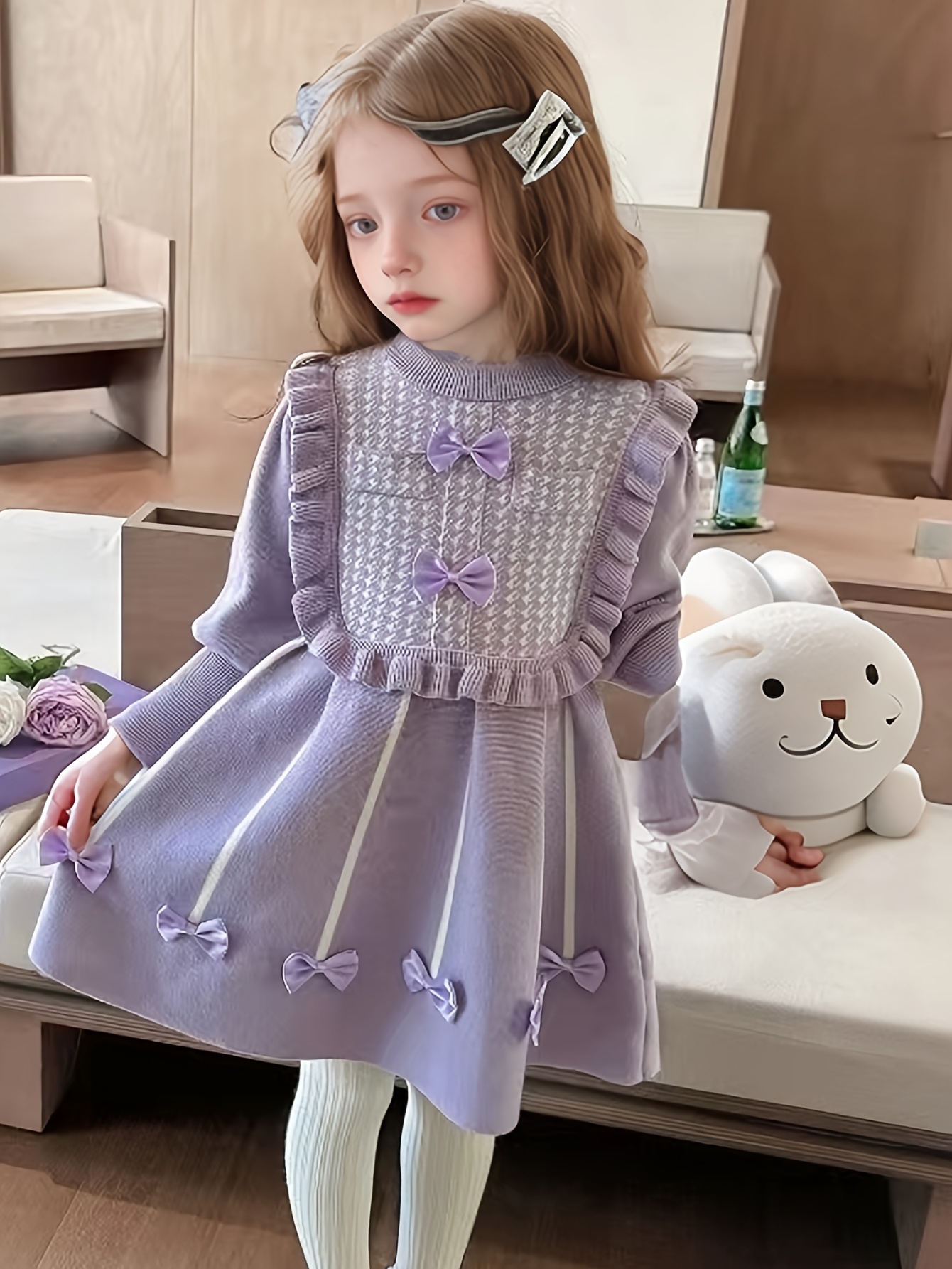 baby winter animal sweat dress girls knitted sweater long sleeve round neck Color:Bright Flora Brown Sets Pattern Type ProductGroup:5JSW8730 Boy's Burgundy Slim Fit