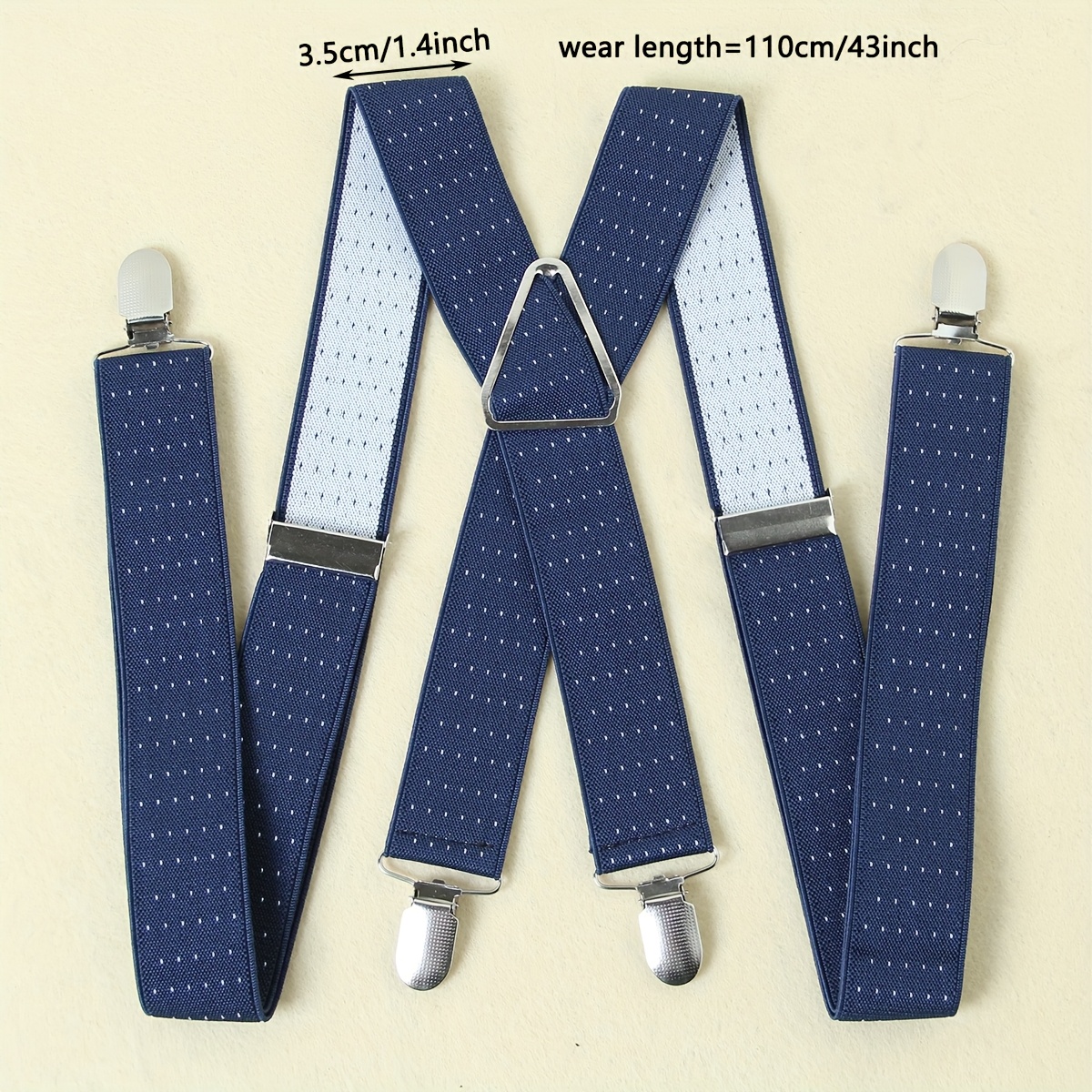 E-shop Herren-Hosenträger, 3,5 cm, strapazierfähig, mit 4 Clips, dehnbar, verstellbare Länge, modische über die Hose tragbare Gurte