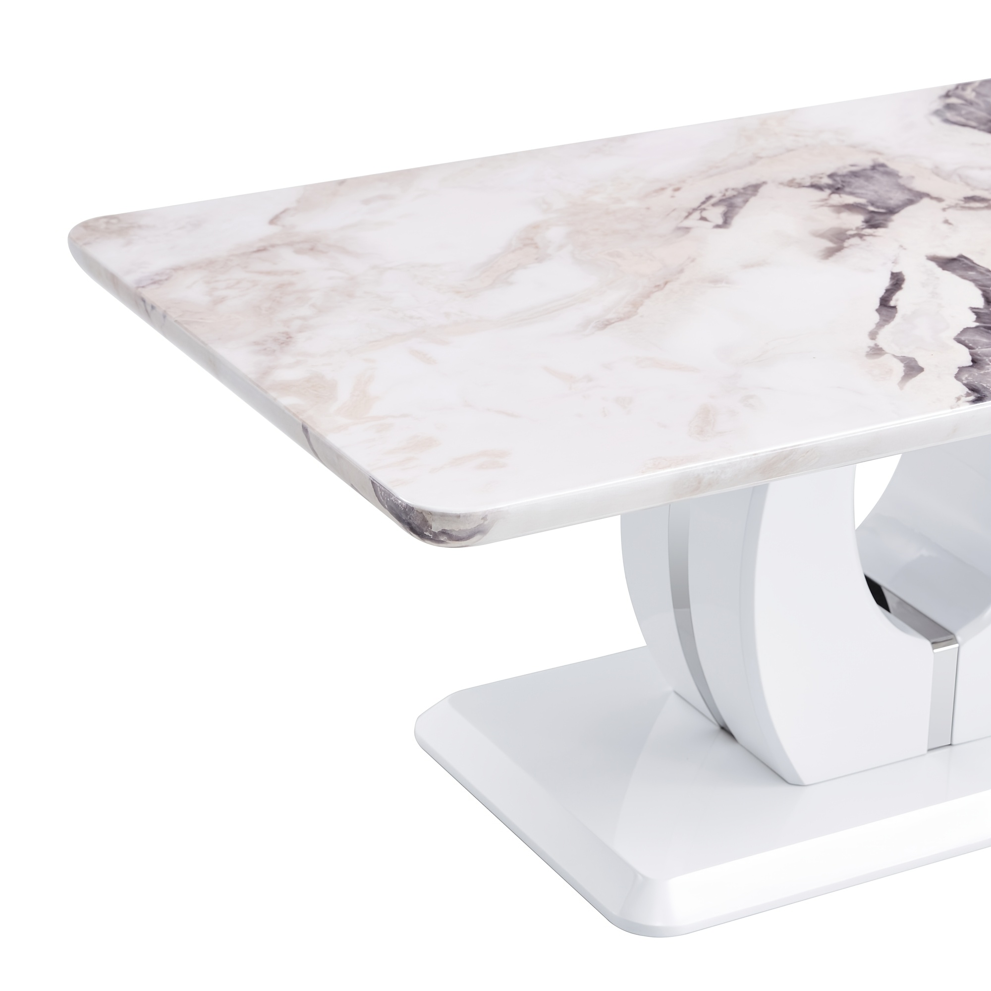 Contemporary Minimalist Rectangular Coffee Table Featuring a White Faux Marble Design, a Spacious And Adaptable Piece for The Living Room, Perfect As a Central Tea Table Or Accent Furniture, Ideal for Various Settings, And Easy to Assemble