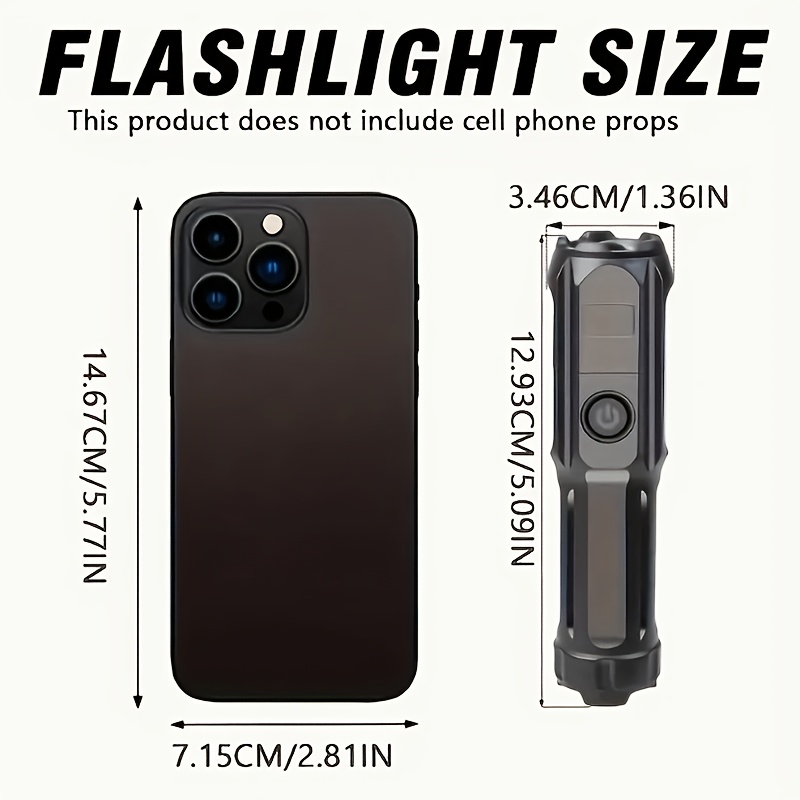 1pc Rechargeable LED Flashlight, Portable Mini Type-C Charging with 3 Modes