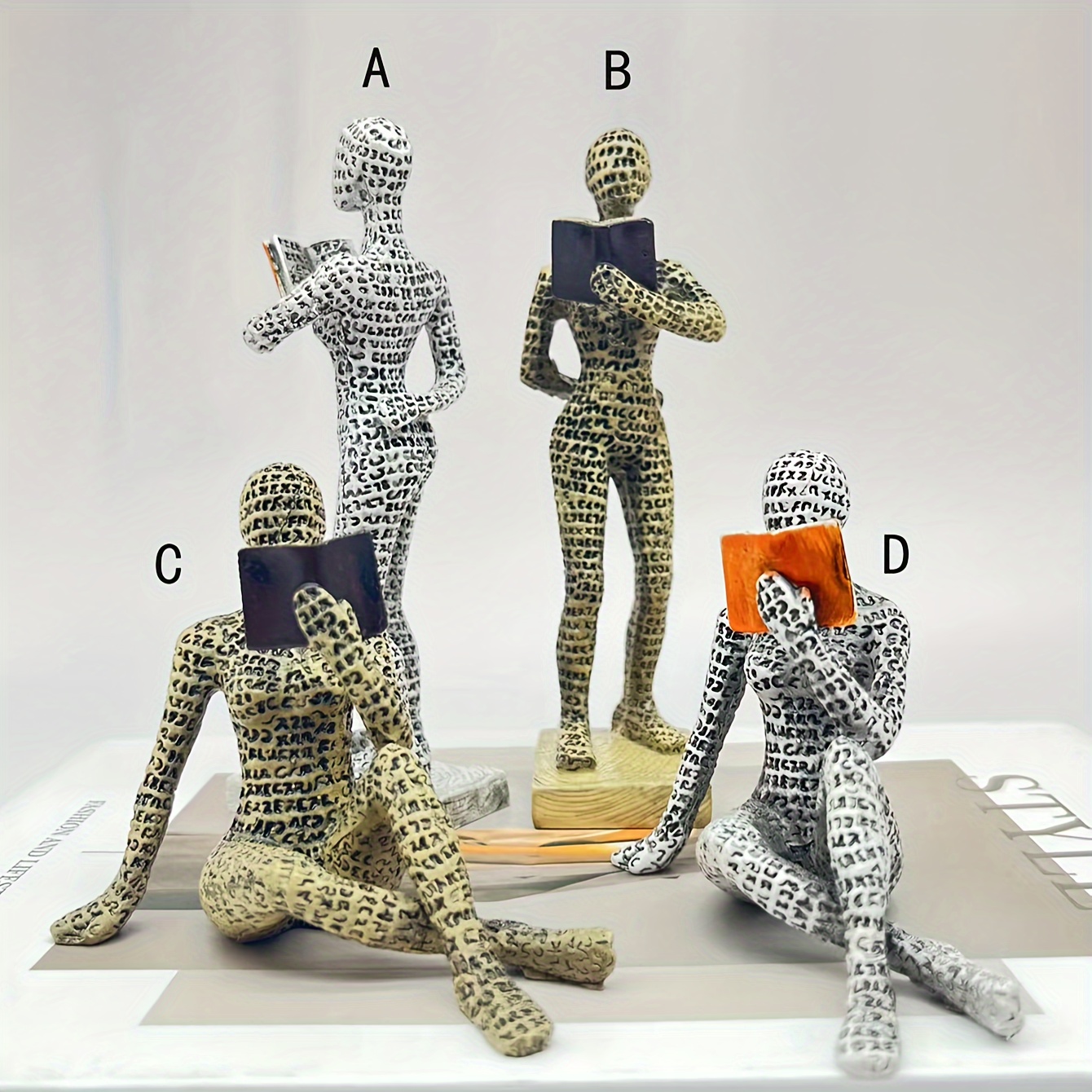 

Elegant Resin Reading Figure - Abstract Art Decor For Home & Office, Versatile Indoor/outdoor Display