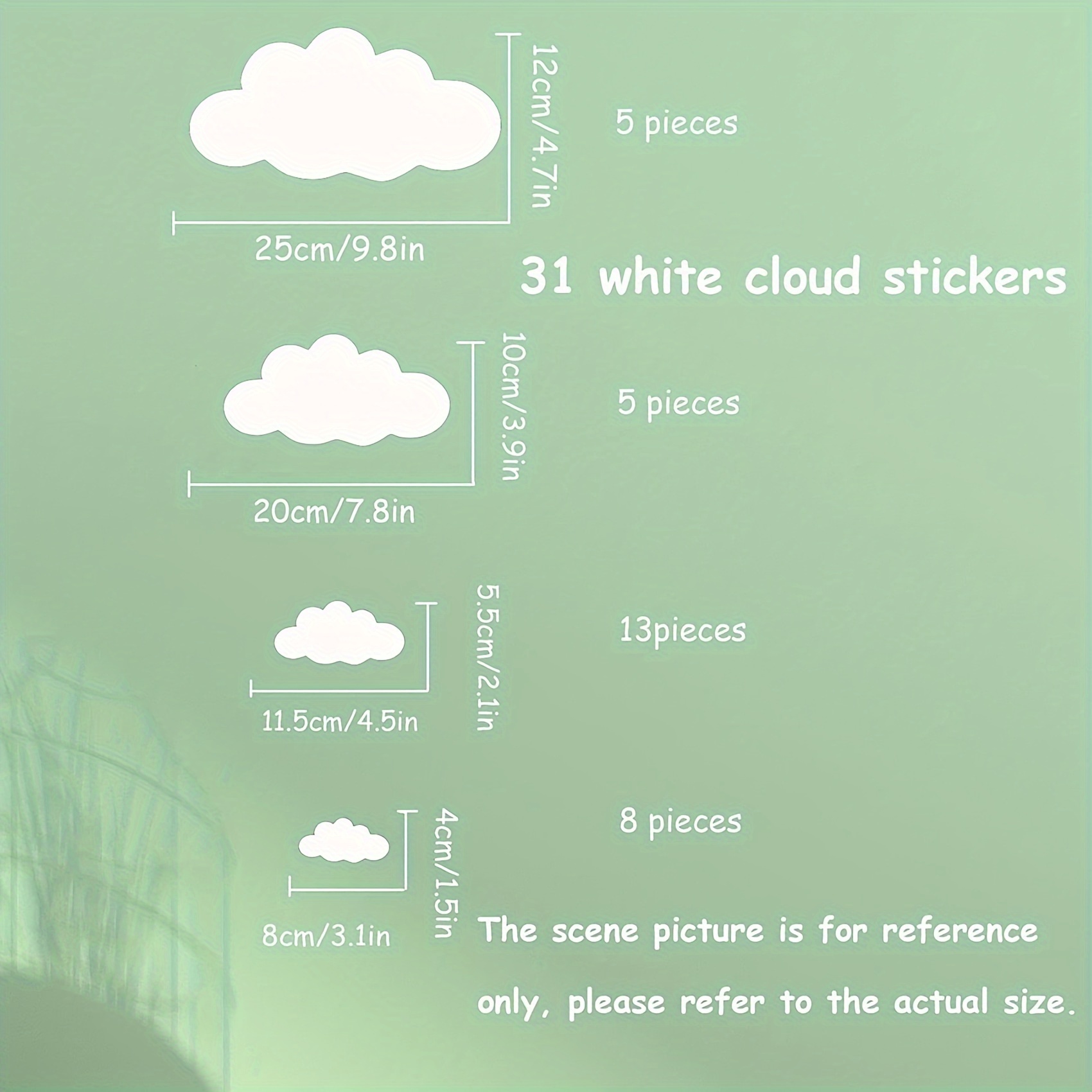 31pcs Cloud Wall Stickers, Diy Large Self-adhesive Removable Waterproof Vinyl Decals For Bedroom And Living Room Home Decor