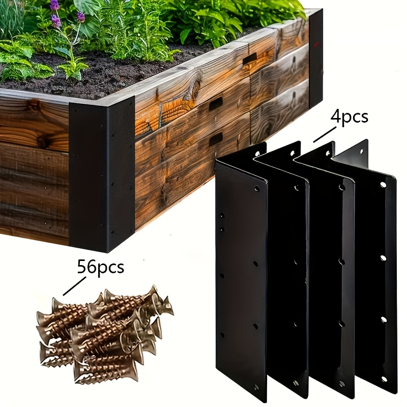 TEMU Código de esquina de L extragrande y engrosado de 160 mm, 4 piezas, con juego de 56 tornillos, conector de soporte para valla de jardín, código