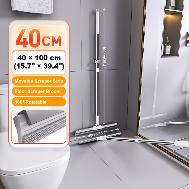 Image of Multi-functional Broom With Long Handle, Double-sided Scraper, Fur, Pet Hair Removal Tool, For Bathroom, Kitchen, Living Room, Outdoor, Glass, Carpets, Home Cleaners