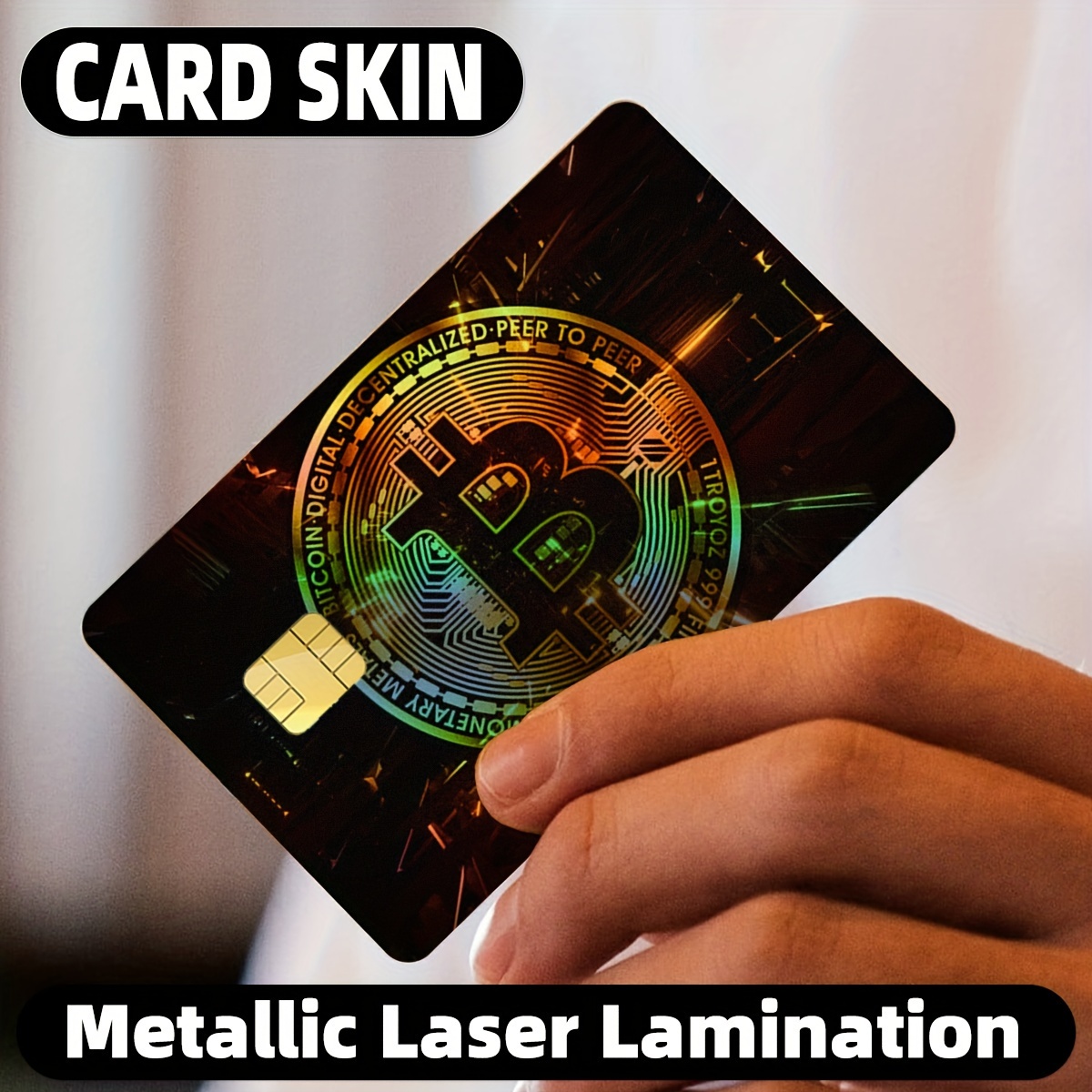1세트 2개/비트코인 패턴 레이저 쿨 라이트 효과 스티커/신용 카드 방지 개인 정보 보호 스티커/개인 맞춤 생일 선물/신용 카드/거래  카드/교통 카드/액세스 카드 스킨 12.6X9.6cm