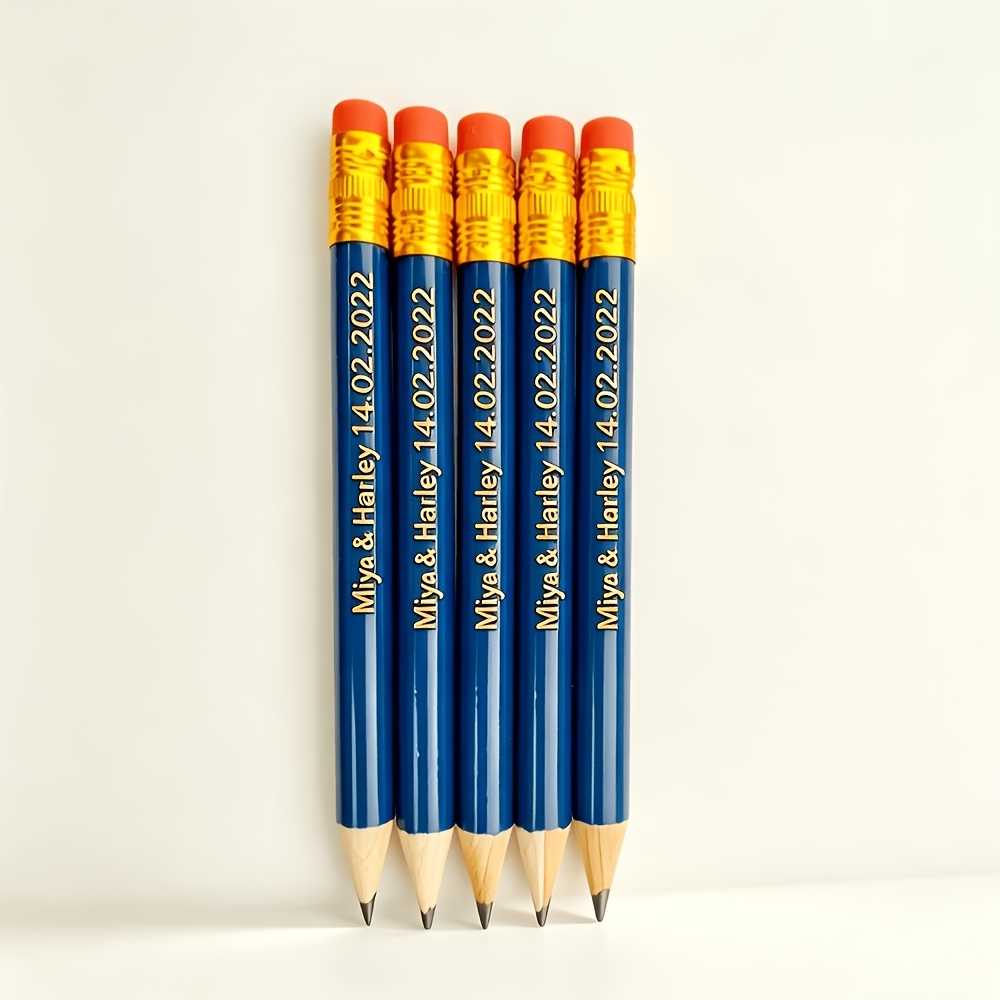 TEMU Custom Engraved Wooden Pencils, Golf Pencils With Erasers, Available With Self- Text Designs, Suitable For Weddings, Parties, Holiday Gifts, And