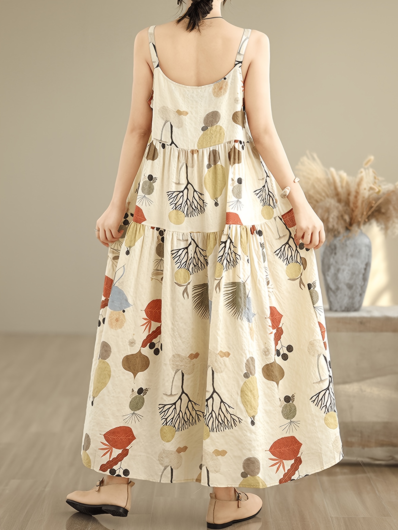plus size bohemian floral print blend spaghetti suspender - Temu Finland