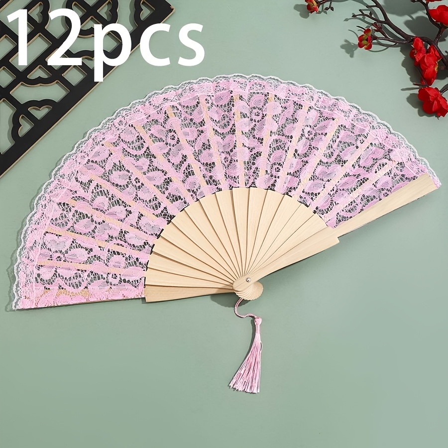 Personalized Handheld Fan with Lace Surface