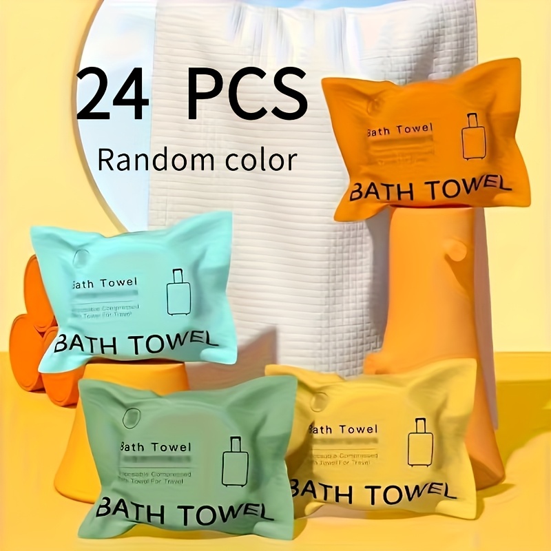 item picture 3 6 12 24pcs compressed bath towel quick dry portable disposable travel bath towel individually wrapped ultra soft high absorbency microfiber suitable for gym     for fitness durable travel accessory