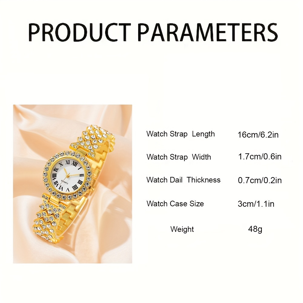 elegant 7pcs womens fashion quartz watch jewelry set alloy band non rechargeable battery details 5