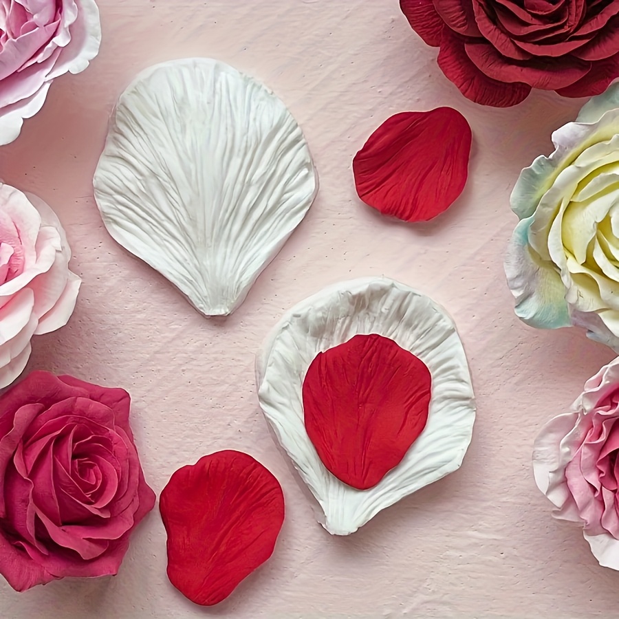 Image of Set Of 2 Silicone Soap Molds In - Authentic Pink And Red Rose Shapes With Petals, Safe For Use, Heat-resistant, Ideal For Crafts And Home Decoration
