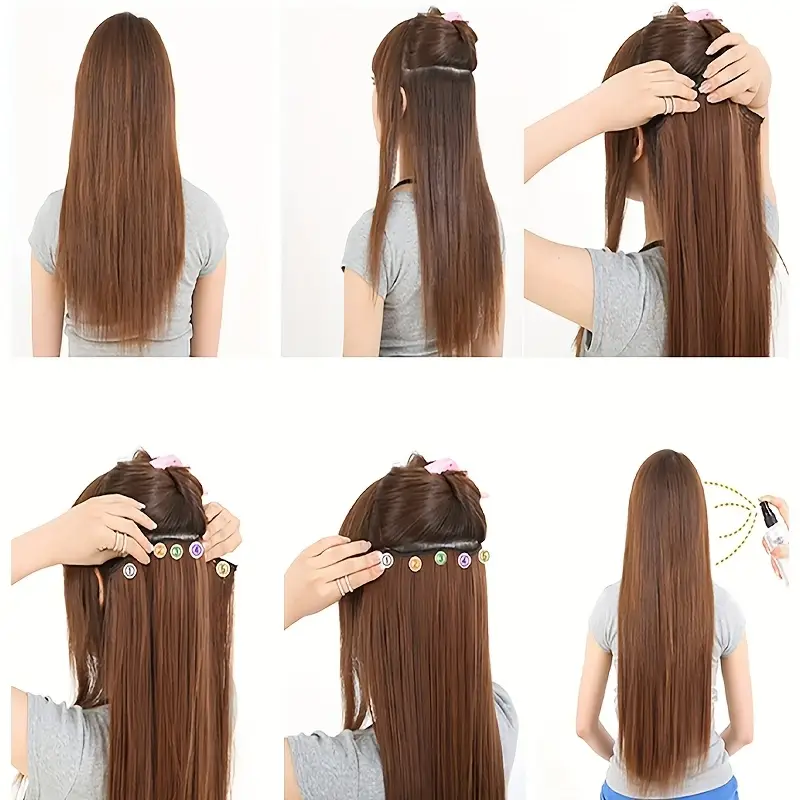 1pc vibrant clip in hair extensions with 5 clips long straight heat resistant synthetic fiber hairpiece for women adds volume length for hair extensions for women versatile hairpiece heatresistant hair details 1