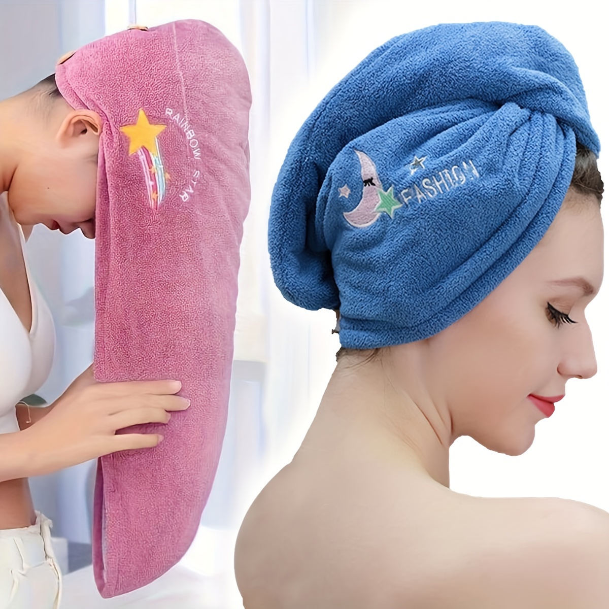 

1pc Microfiber Hair Towel, Soft Hair Drying Cap, Quick Dry Hair Towel For Bathroom, Hair Wrap Towel For Women, Embroidery Hair Wrap Turban, Bathroom Supplies, Bathroom Accessories