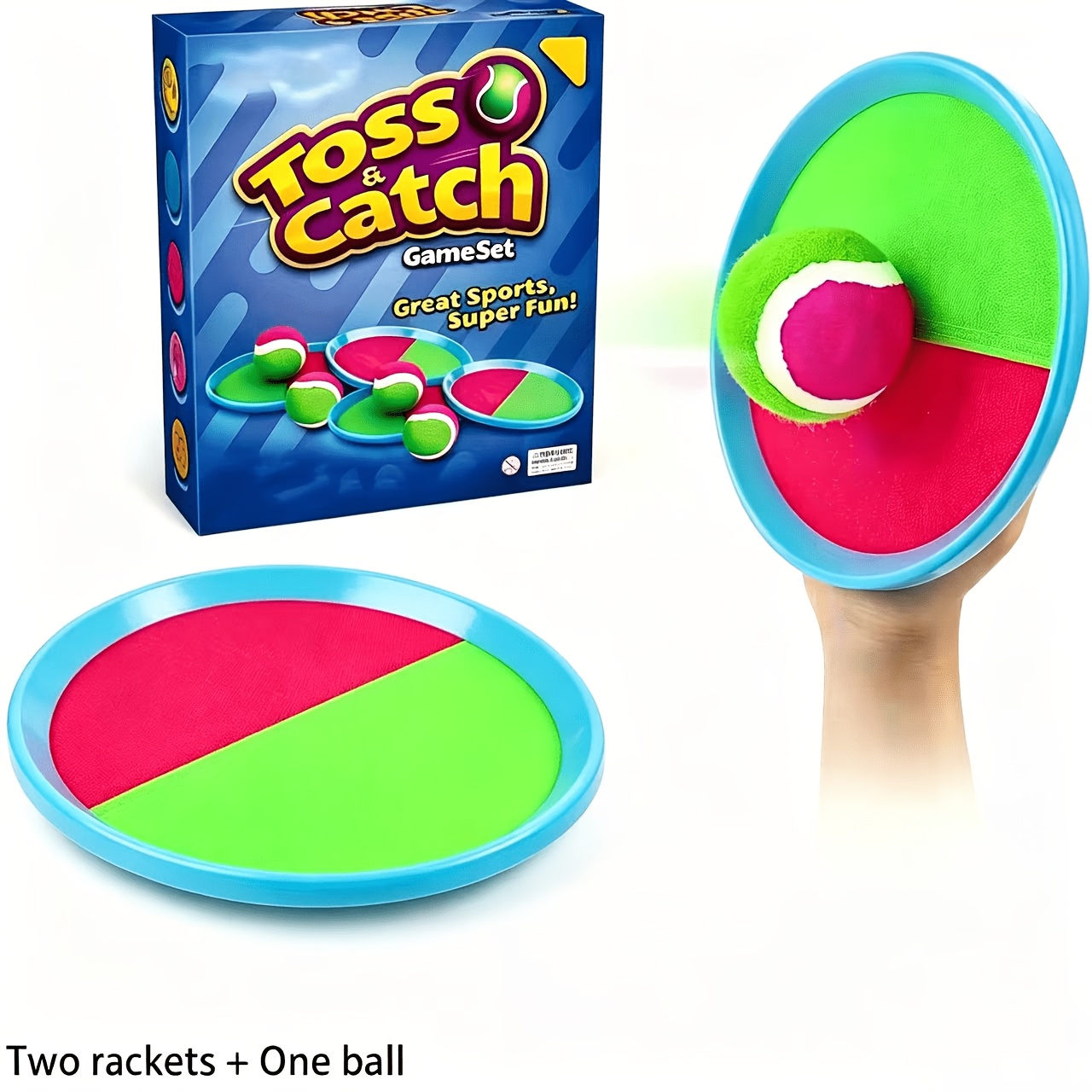 Juego de pelota para exteriores para niños, pelota para lanzar y atrapar, raqueta depor...