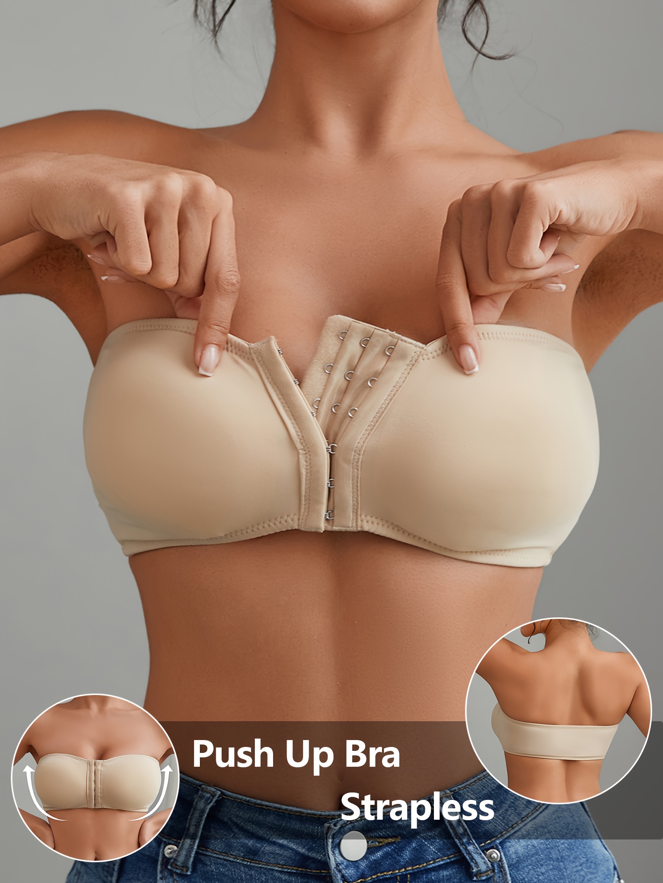 1pc womens strapless front clasp bra strapless and wire free with removable pads   suitable for casual wear backless lingerie top vest