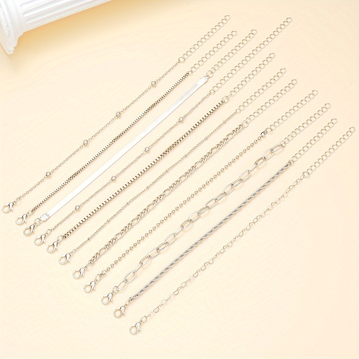 11pc Twisted Snake Bone Chain Bracelet Set for Ladies