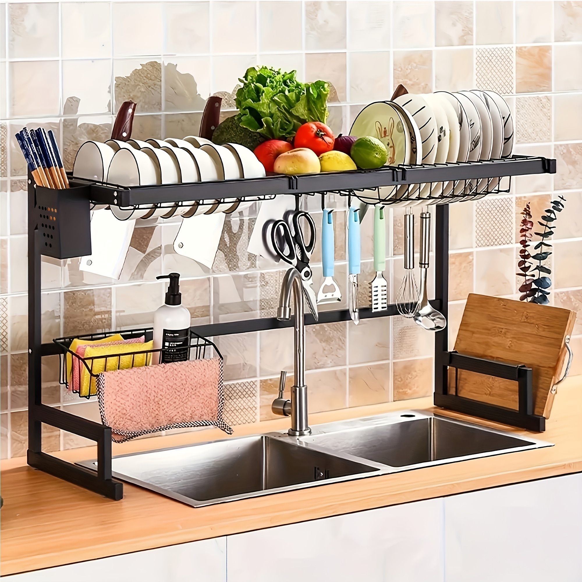 

Dish Drying Rack Large Dish Drying Rack , Stainless Steel Dish Rack 2-layer Large Capacity Tableware Drainer, Kitchen Countertop Double-layer Dish Drainer