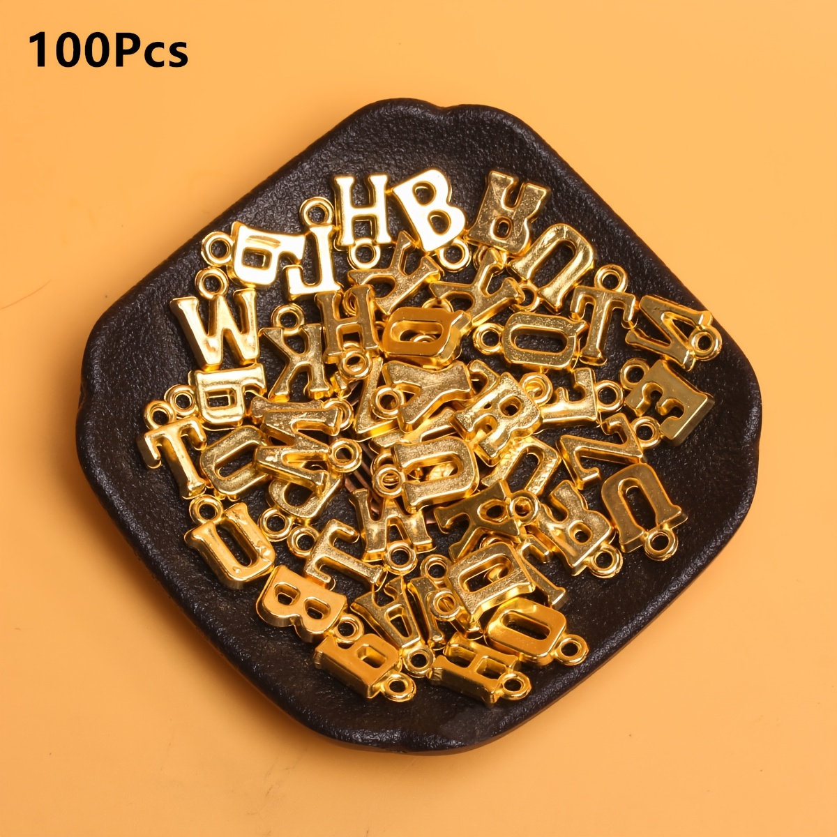 TEMU 100pcs Mixed Alphabet Letter Charms, Acrylic Pendants For Jewelry Making, Diy Craft Supplies For Bracelets, Earrings, Necklaces - Golden & Rose Golden