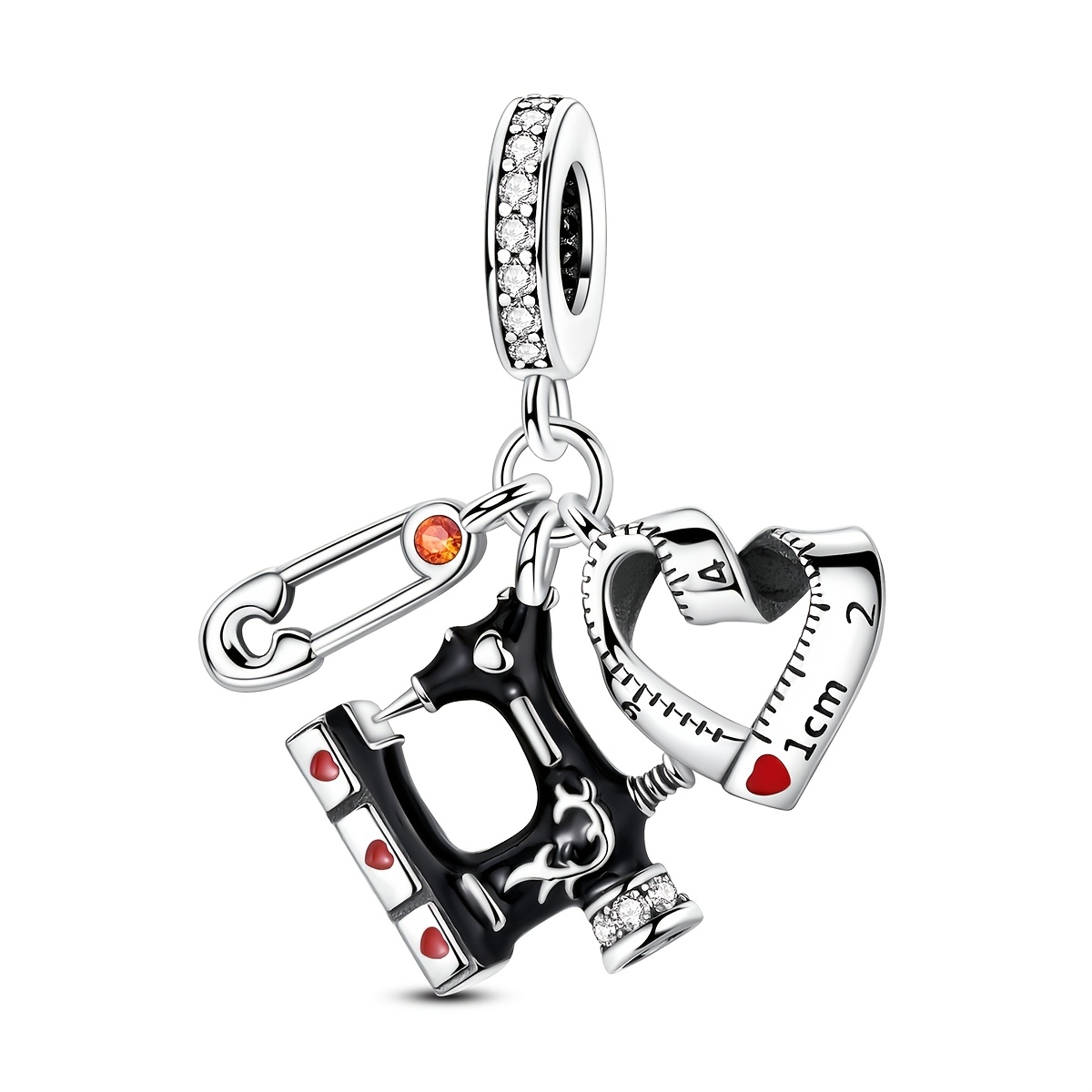TEMU Cuentas de dijes color plateado, compatibles con y originales, para hacer con la máquina de coser, regla blanda, clip, de dijes, embalaje de