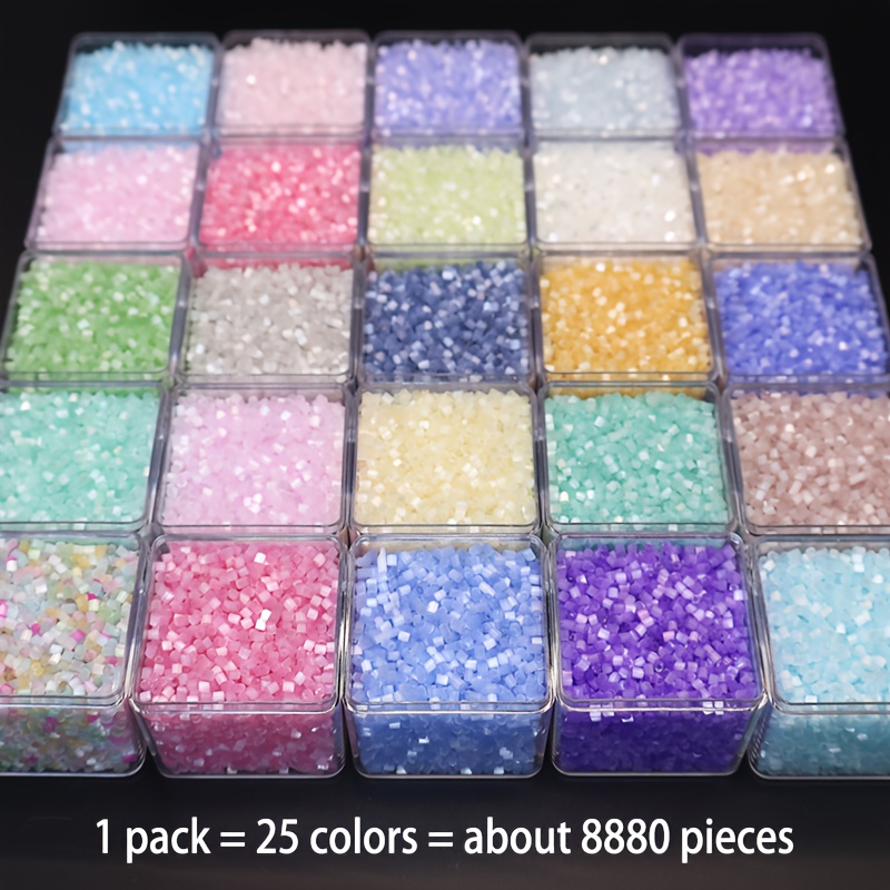 E-shop 8880 Stück 25 Farben 2mm Perlen Perlen-Sortiment-Set, Katzenaugen-Glasperlen, lebendige Farben geeignet für DIY-Schmuckherstellung, Armbänder,