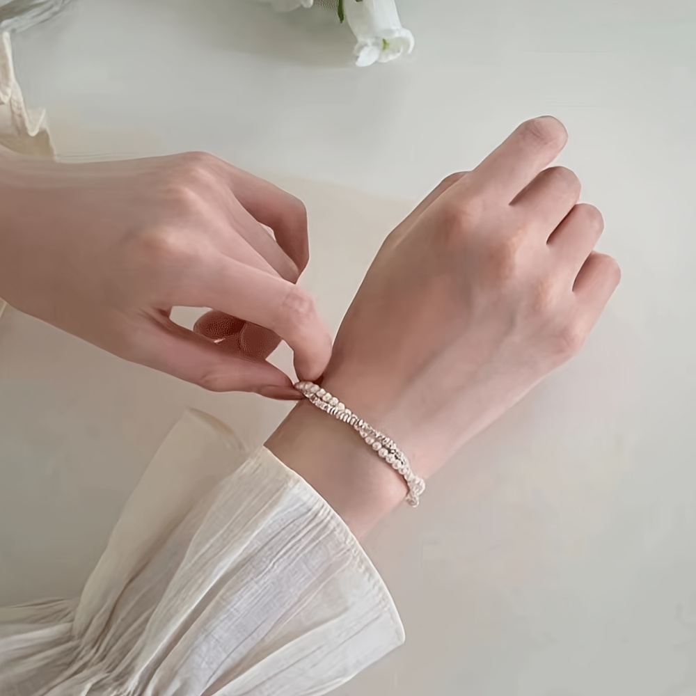 TEMU 1pc Sweet And Stylish Niche Wrapped Beaded Bracelet, Light Luxury Exquisite High-end Feel Hand Jewelry, Versatile And Elegant Women's Accessory