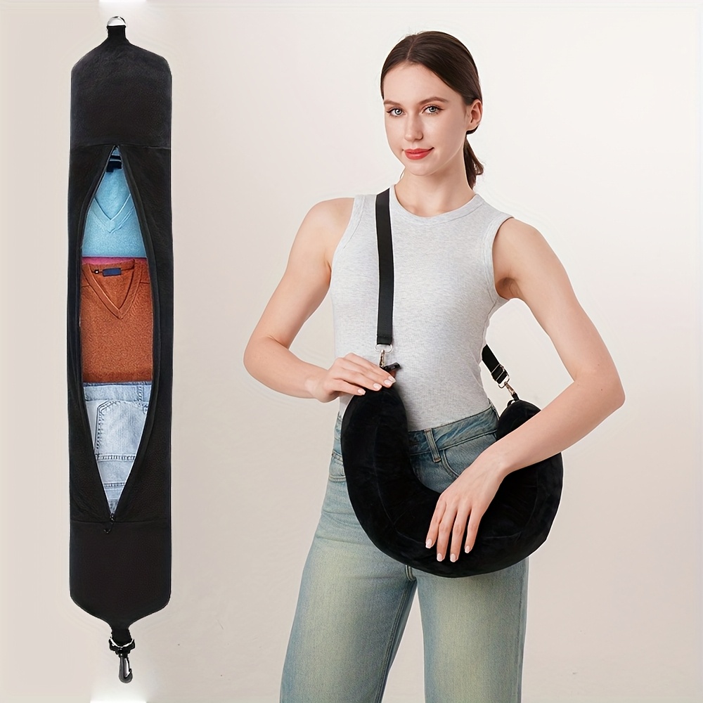 Travel Neck Pillow | U-shaped, Adjustable, Portable, Soft Plush Fabric, Polyester, Suitable For Storing Clothes For 3 Days, Ideal For Short Trips, Business Travel, Airplanes, Cars, Camping