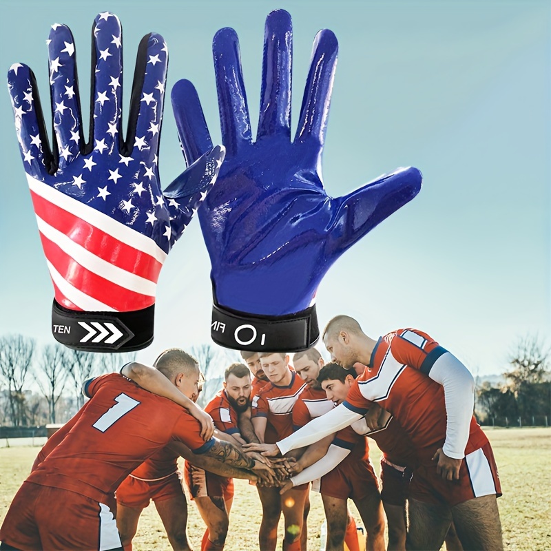 Football Receiver Gloves Adult Pair Palm Catching Soccer Gloves Small Medium Large XL