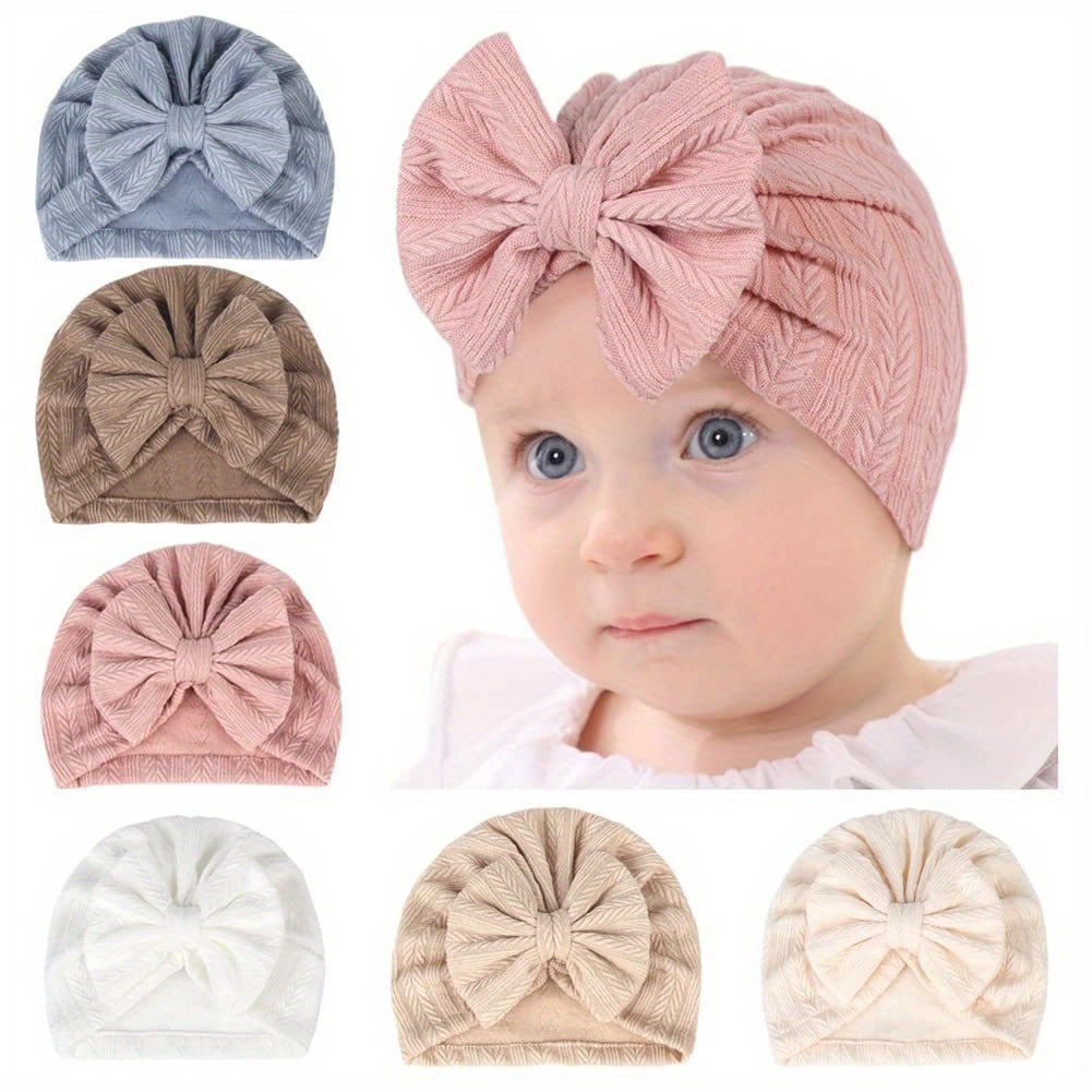 TEMU 6 Pack 0-24 Months Newborn Girls' Hats Cotton And Linen Infant Big Bow Hat Baby Shower