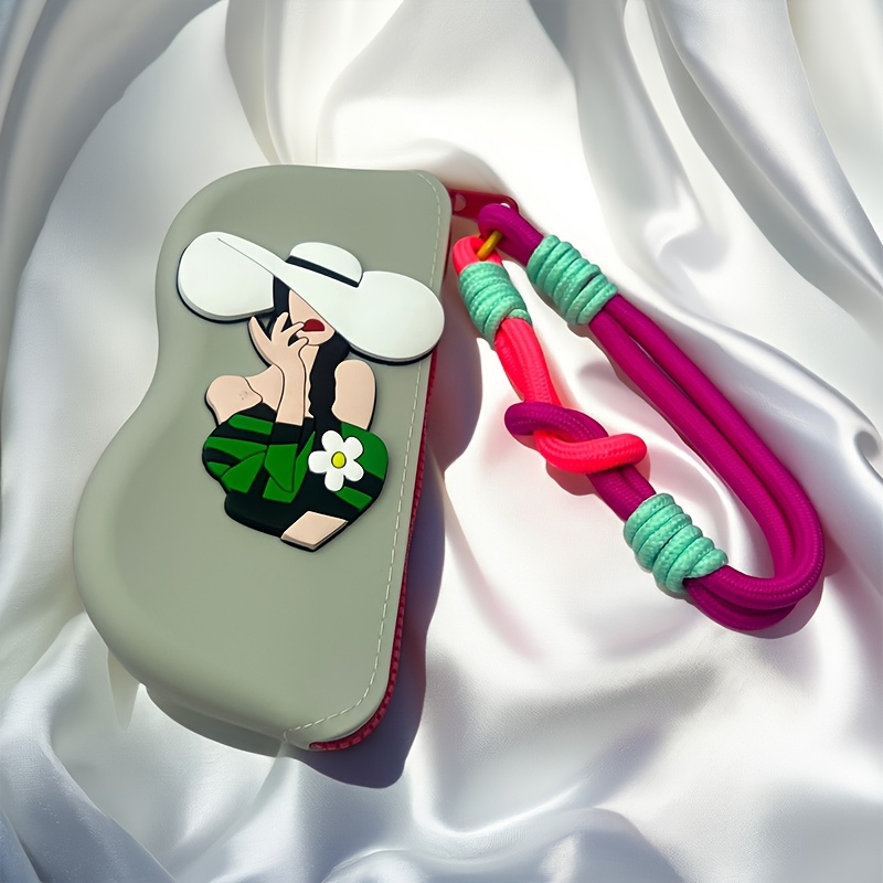 TEMU Ladies' Glasses Case Made Of Silicone, Featuring A Colorful Lanyard And A Portable Storage Bag, Suitable For Mother's Day, Daily, Birthday Party