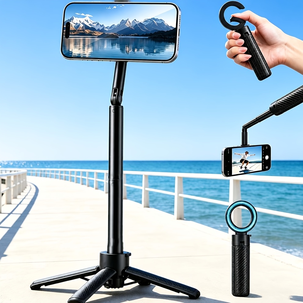 TEMU Uegogo Mini Magnetic Selfie Stick, Portable Carabiner Phone Mount For Vlog, Live Streaming, Travel & Outdoor Shooting