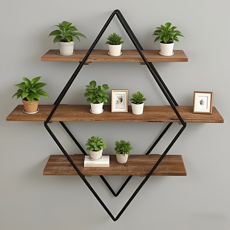 Schweberegal Aus Holz – 3 Etagen, Vintage-Design, Für Wand Oder Tisch