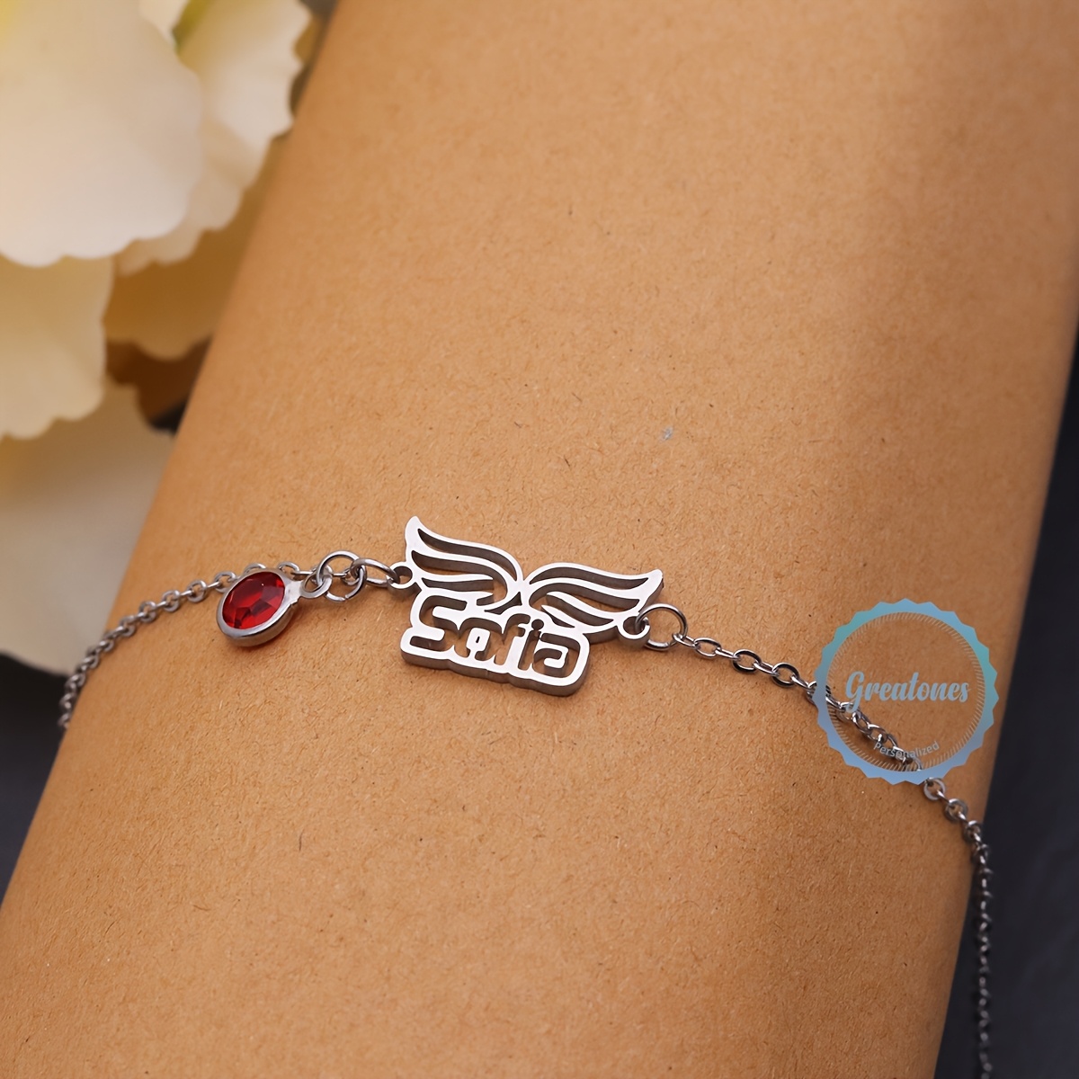 Personalized Hollow Wing Design Bracelet, Stainless Steel