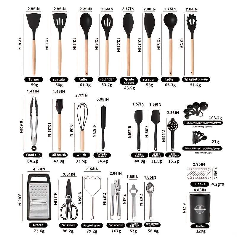 TEMU 43pcs Kitchen Cooking Tool Set- 43pcs Are Super Cost-effective, Complete, High Temperature Resistant, , Dishwasher Safe, Kitchen Tools, Suitable
