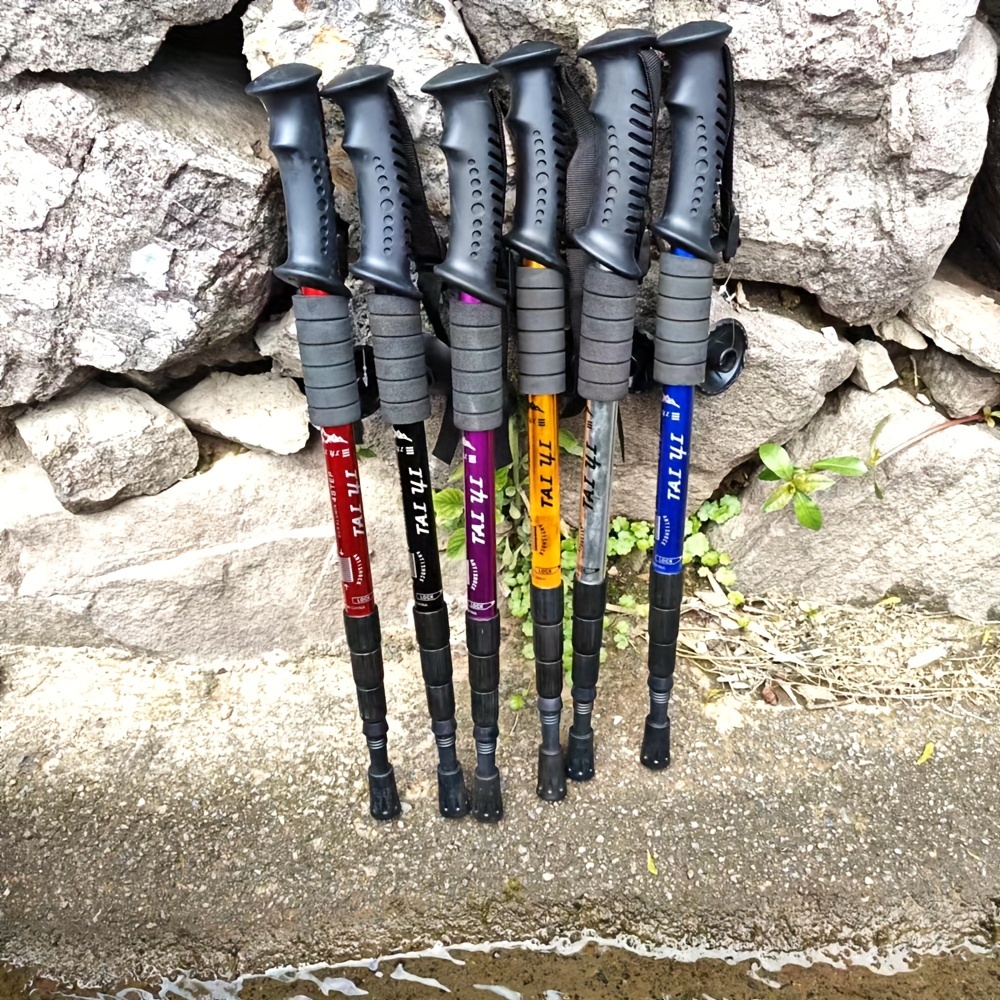 

Telescopic Outdoor Hiking Pole With 4 Sections, Suitable For Climbing And Hiking, Made Of Aluminum Alloy