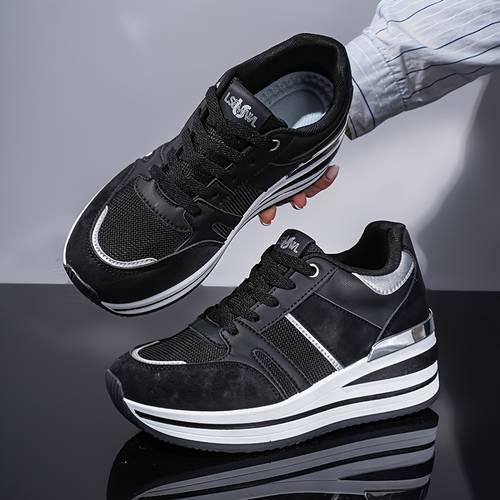 ladies casual sneakers in multiple colors wedge heeled shoes for women breathable mesh lace up platform shoes women shoes