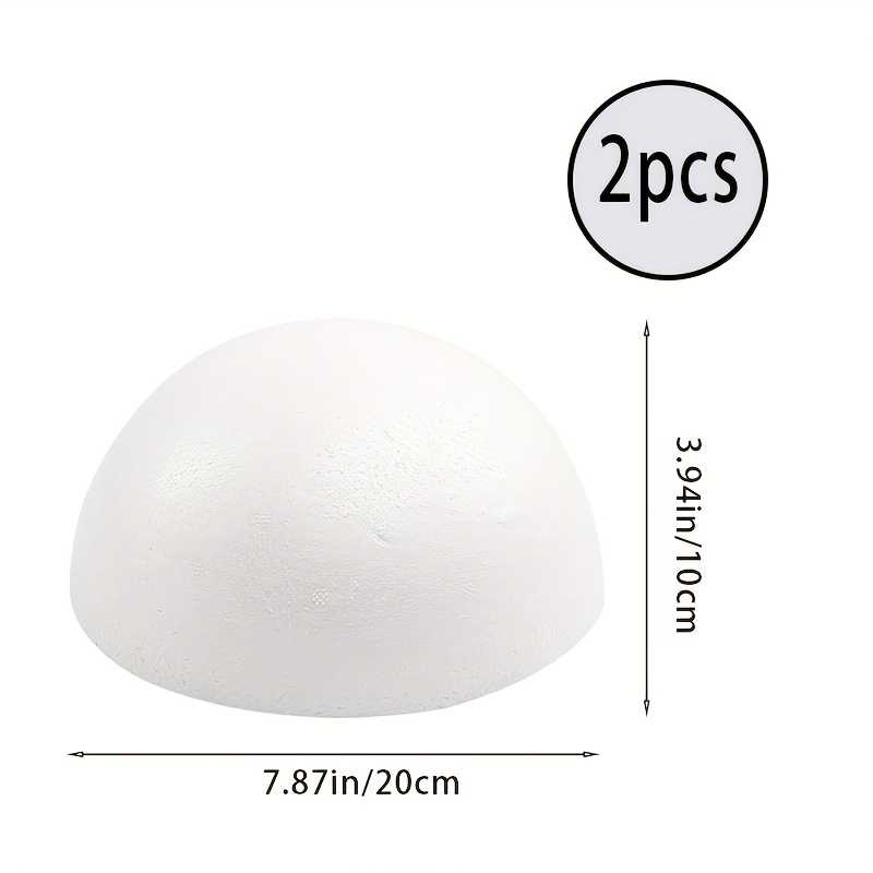 TEMU 2 Pack Foam Half Balls, 7.87 Inch (. 20cm) For Crafts Polystyrene Smooth Round Balls, Suitable For Arts And Crafts Supplies, School Projects,