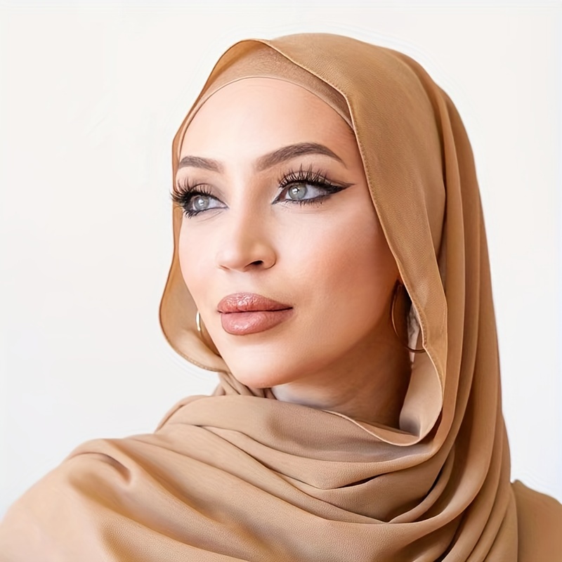 Solid Color Jersey Hijab Women Thin Breathable Scarf Long - Temu