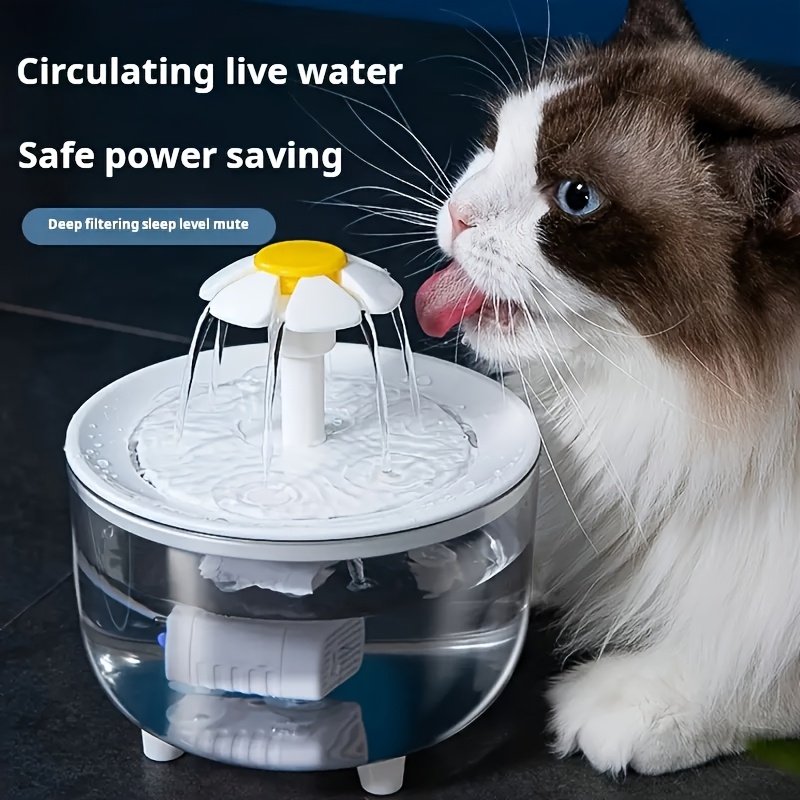 TEMU Silent Usb-powered Pet Drinking Fountain-50.72 Ounces Of Large Capacity, Food-grade Pp Material, Suitable For Cats And Dogs.