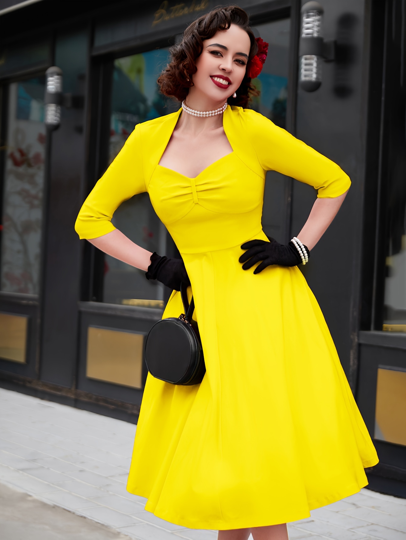 Ameri vintage LADY TUCK FLARE DRESS Ameri vintage LADY TUCK FLARE DRESS